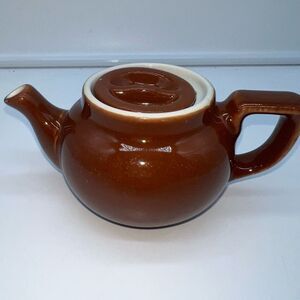 Vintage Small Hall Single Serve Teapot Brown 3 1/2" H USA Restaurant‎ Ware